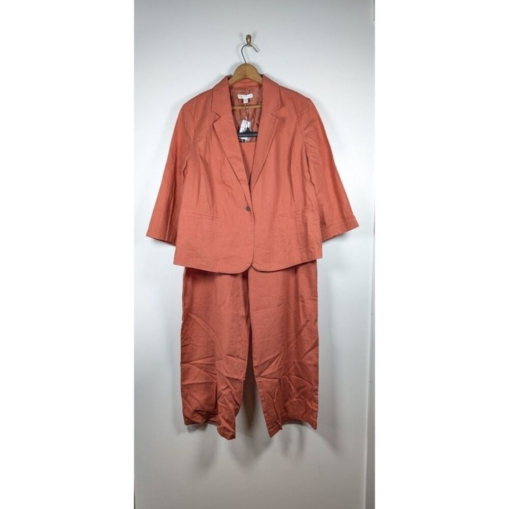 Cato Suit Set Womens Size 18 20 Linen Blend Pants Blazer Summer Lined Career NEW